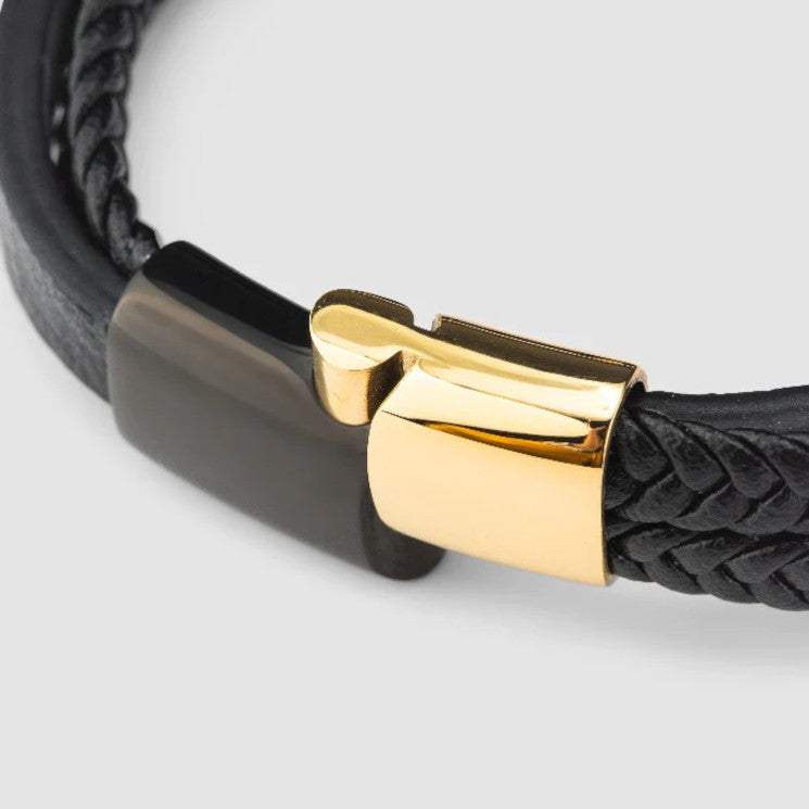 Leather bracelet “Glory” - Gold & Black